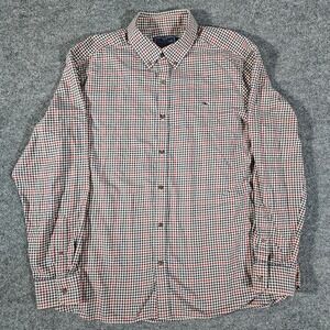 Vineyard Vines Men's Beige Red Blue Plaid Flannel Classic Fit Whale Shirt XL